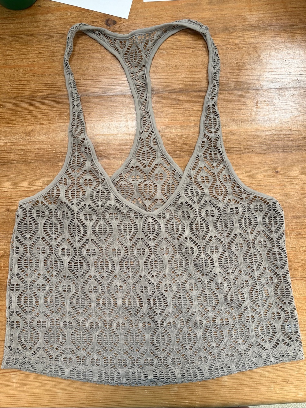 Lace Racerback Tank Top in Gray